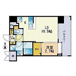 ネストピア唐人町駅前 1LDKの間取図画像
