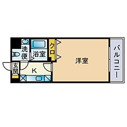 エンクレスト六本松 1Kの間取図画像