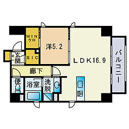 仮)ウェルス神屋町 1LDKの間取図画像