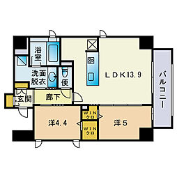 仮)ウェルス神屋町 2LDKの間取図画像