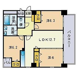 Bon大文字 3LDKの間取図画像