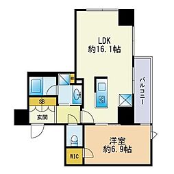 ロイヤルパークス大名 1LDKの間取図画像