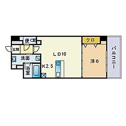 アーバス大手門 1LDKの間取図画像