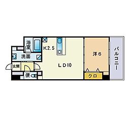 アーバス大手門 1LDKの間取図画像