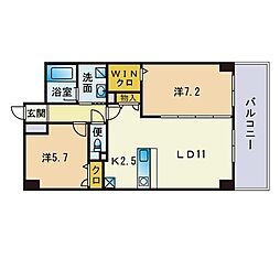 アーバス大手門 2LDKの間取図画像
