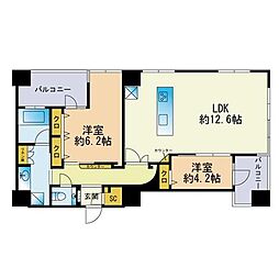ロイヤルパークス大名 2LDKの間取図画像