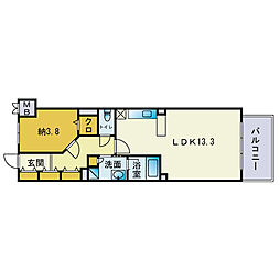 ディー・ウイングタワー 1LDKの間取図画像