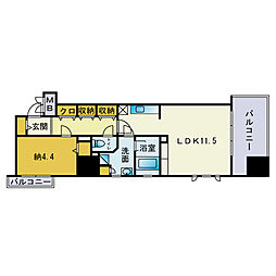 ディー・ウイングタワー 1LDKの間取図画像