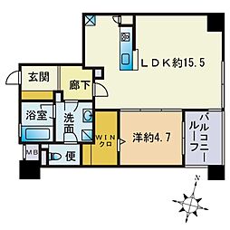 ライオンズ赤坂セントマークス 1LDKの間取図画像