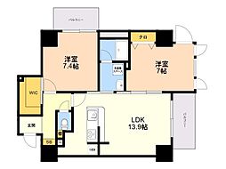 パティオ大手門 2LDKの間取図画像