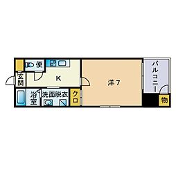 サヴォイ天神スクワイヤー 1Kの間取図画像