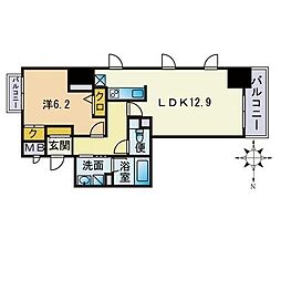 アルフォート天神 1LDKの間取図画像