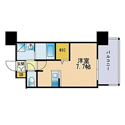 エンクレスト天神サイド 1Kの間取図画像