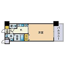 サヴォイザ・リバーテラス 1Kの間取図画像