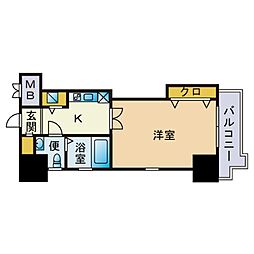 ダイナコート大濠公園ステーション 1Kの間取図画像
