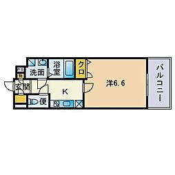 アーバンフラッツ天神東2 1Kの間取図画像