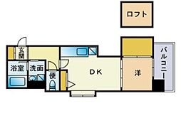 アクタス天神セントラルタワー2 1DKの間取図画像