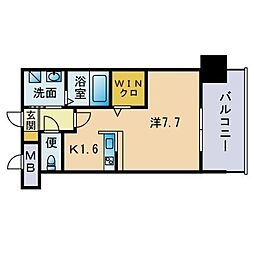 エンクレストベイ天神東2 1Kの間取図画像
