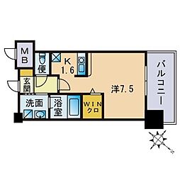 エンクレストベイサイド通り 1Kの間取図画像
