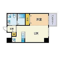 グランドヴィラス赤坂 1LDKの間取図画像