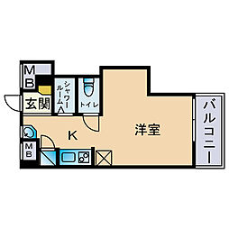 プレアール対馬小路 ワンルームの間取図画像