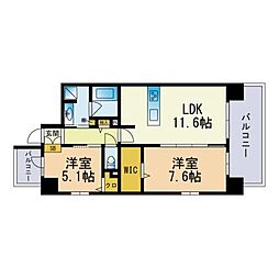プランドール赤坂 2LDKの間取図画像