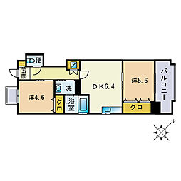 ミラートポート 2DKの間取図画像