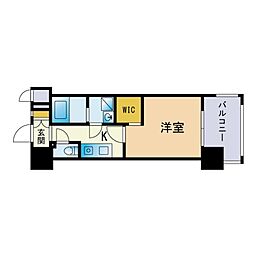 エンクレスト天神メルス2 1Kの間取図画像