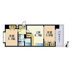 グランパーク天神 2LDKの間取図画像