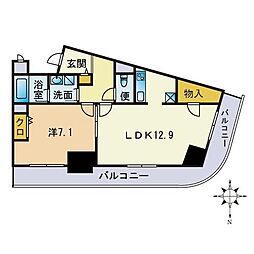 アルフォート天神 1LDKの間取図画像