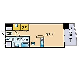 キャッスル大手門 ワンルームの間取図画像