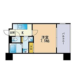 サヴォイ天神クォーター 1Kの間取図画像