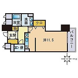 アルフォート天神 ワンルームの間取図画像