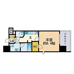 パークリュクス大手門mono 1Kの間取図画像