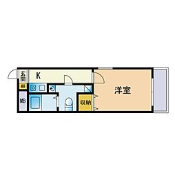 エトス大名 1Kの間取図画像