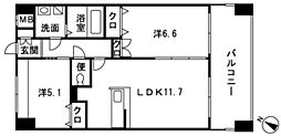 グランパーク天神 2LDKの間取図画像
