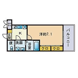 サヴォイ天神クォーター 1Kの間取図画像