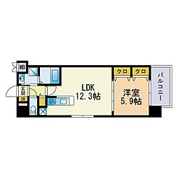 グランパーク天神 1LDKの間取図画像