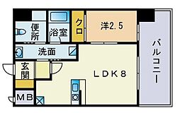 ドゥーエ赤坂 1LDKの間取図画像