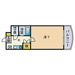 マリナーズコート福岡 1Kの間取図画像