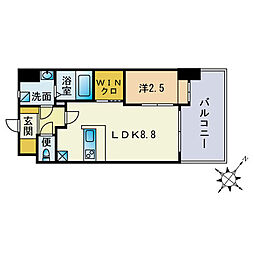 モントーレセントラルベイスタイル 1LDKの間取図画像