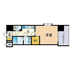 エンクレスト天神メルス2 1Kの間取図画像