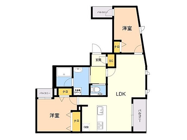 Ｅｘｃｅｅｄ平尾 301｜福岡県福岡市中央区平尾３丁目(賃貸マンション2LDK・3階・61.95㎡)の写真 その2