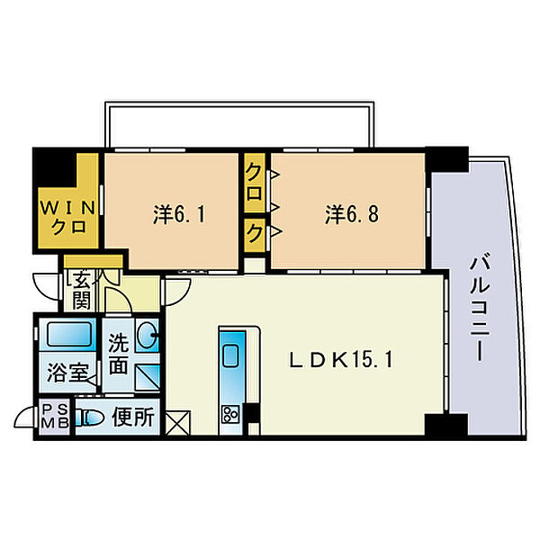 アントゥール薬院 1005｜福岡県福岡市中央区薬院１丁目(賃貸マンション2LDK・10階・67.22㎡)の写真 その2