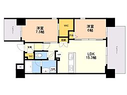 福岡市中央区今泉2丁目マンション 2LDKの間取図画像
