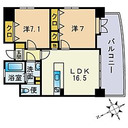アントゥール薬院 2LDKの間取図画像