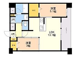 エンクレスト天神南PURE 2LDKの間取図画像