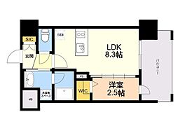 シーズンフラッツ渡辺通 1LDKの間取図画像