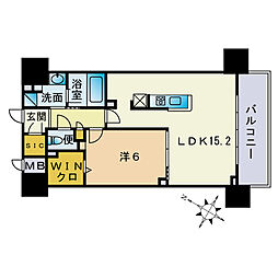 インシグニア渡辺通 1LDKの間取図画像