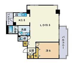 ロンシャン南赤坂 1LDKの間取図画像